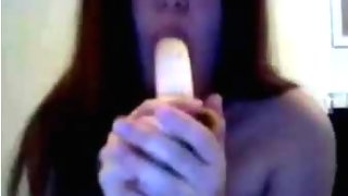 Cubby french canadian cocklover play with banana