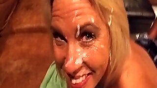 Cumming on her face while someone fucks her