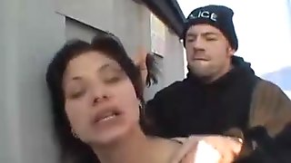 Tight ass brunette with large tits gets drilled in public