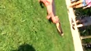 Candid Blonde Feet Soles Wiggling Toes at Park